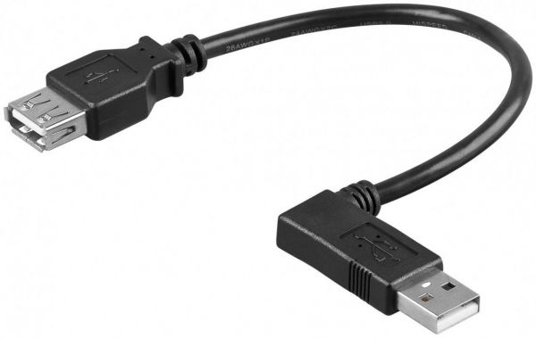 USB 2.0 Hi-Speed Verlängerungskabel 90°L 0,3m